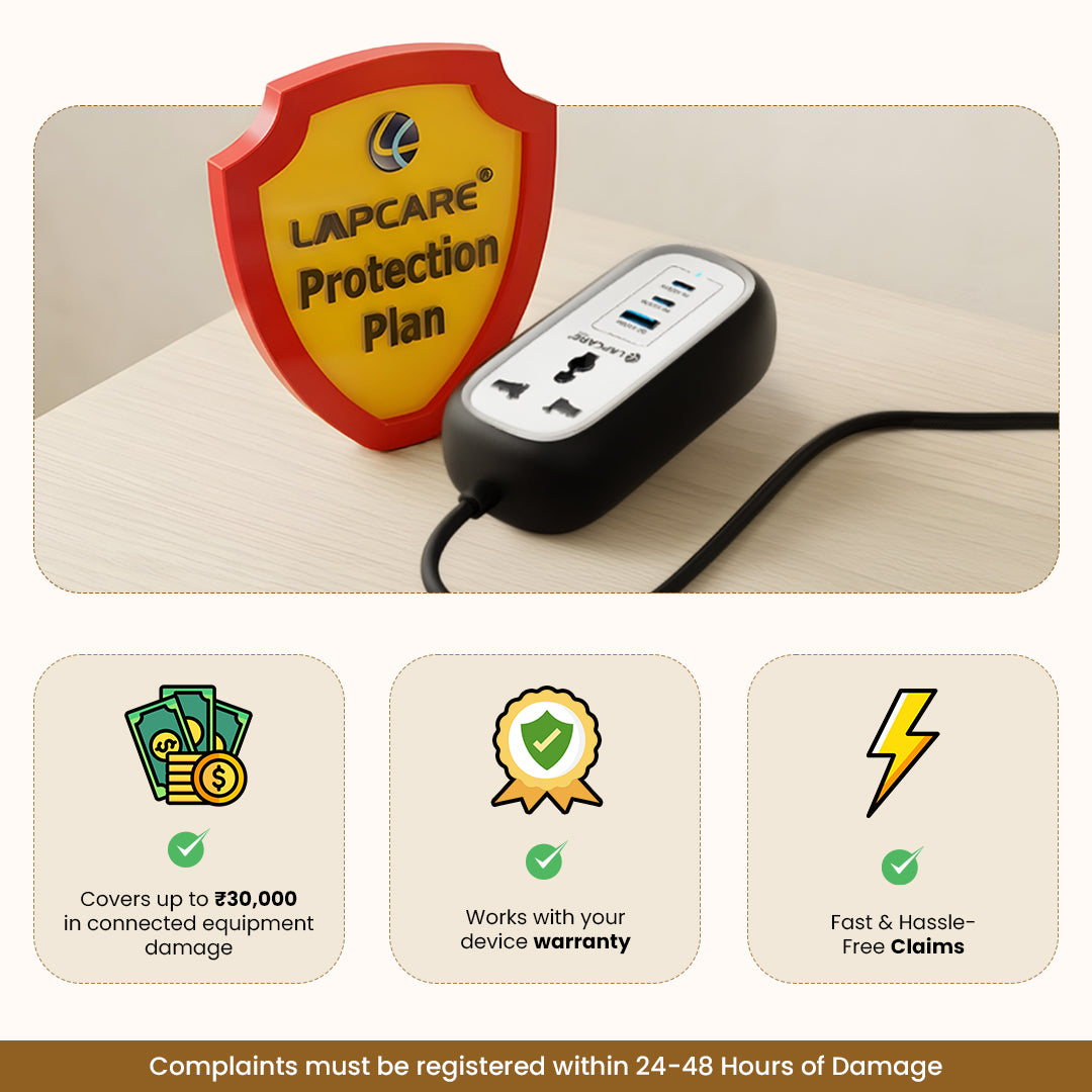 GRIP 5-in-1 Desktop Power Strip With 67W GaN Fast Charging- (Black)