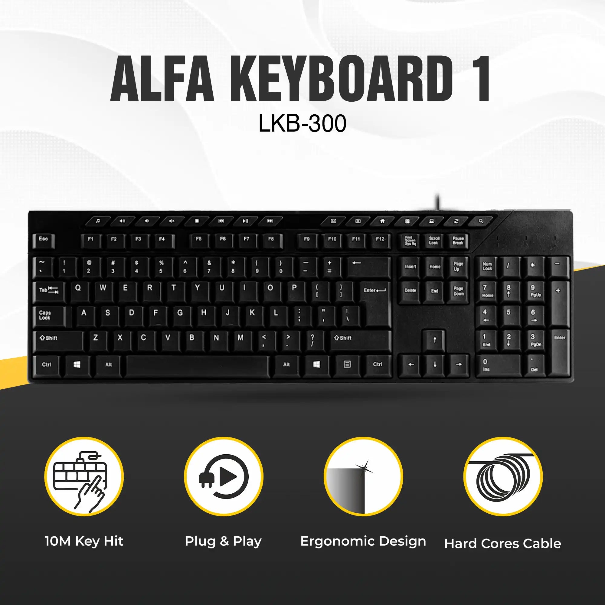 Alfa 1 Multimedia Wired USB Keyboard (LKB-300)