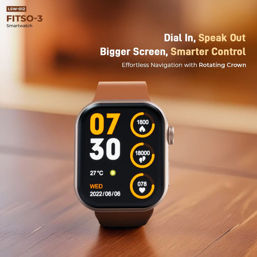 Fitso Fitso 3 BT Calling Smartwatch with Full Touch Control- Black (LSW-012)