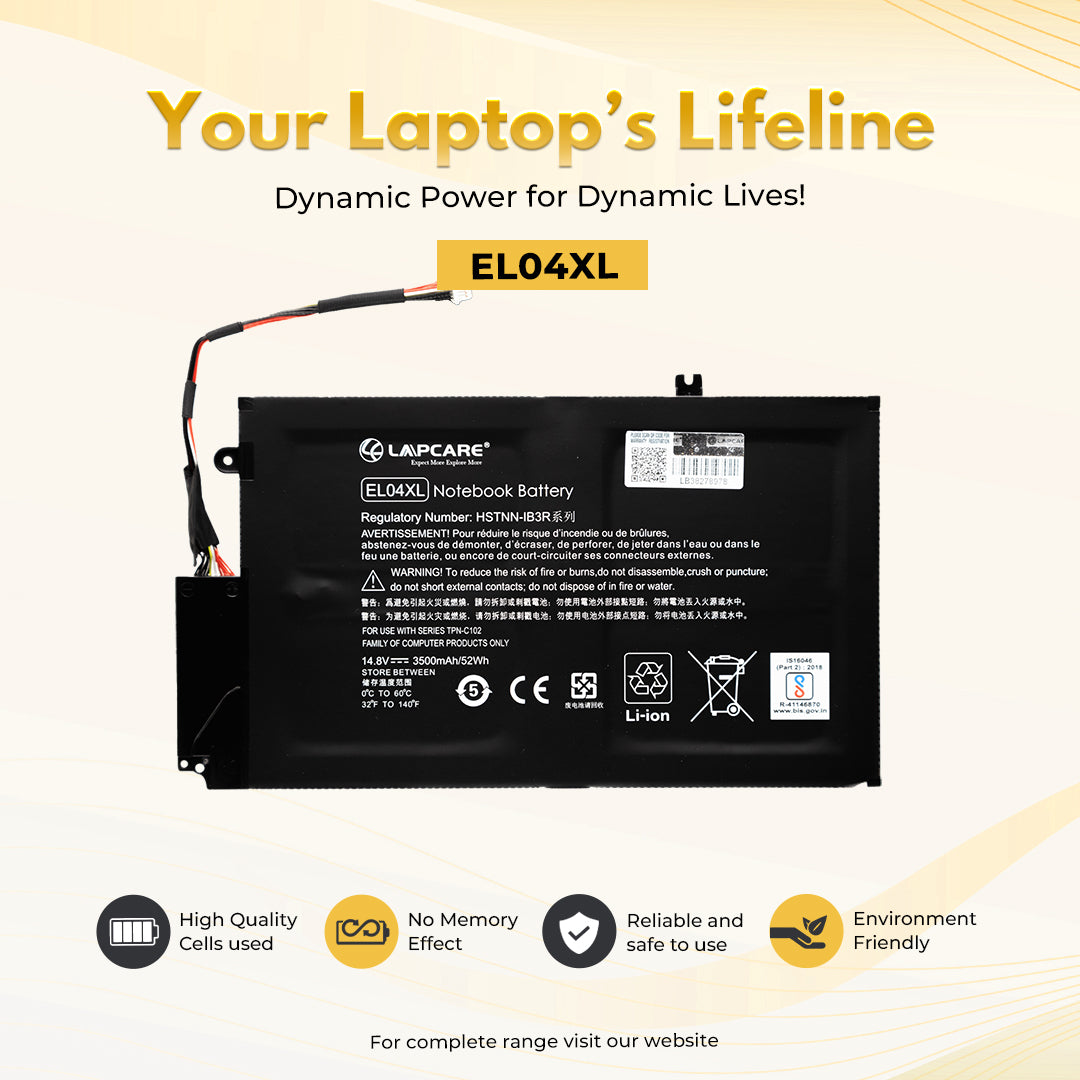 Laptop Compatible Battery For HP Envy TouchSmart 4, (EL04XL) 4C
