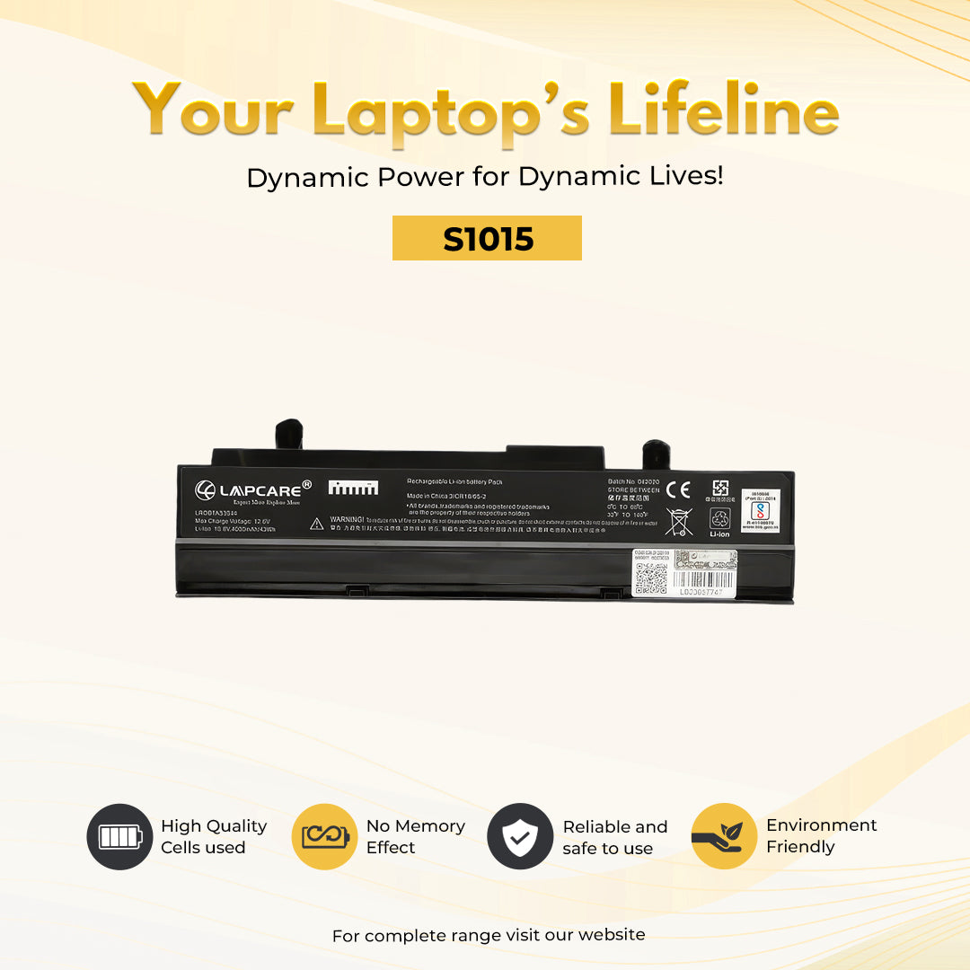 Laptop Compatible Battery For Asus S1015 Black 6C