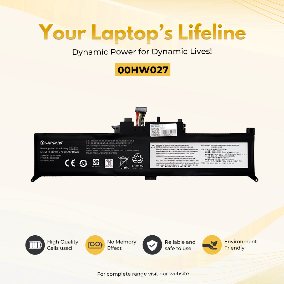 Laptop Compatible Battery For Lenovo ThinkPad Yoga 260,370,X380 (00HW026/00HW027)