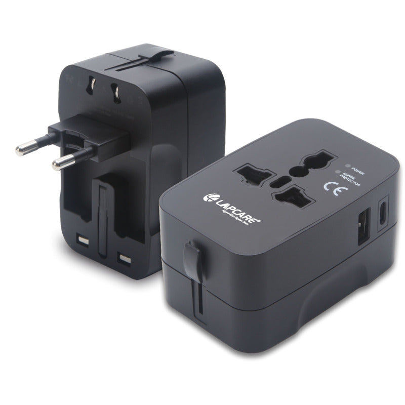 Lapcare Global Trotter USB & Type-C Ports 2Pin Travel Adaptor Plug (LIA-003)
