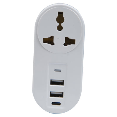 Lapcare Multiport Travel Charger with 2 USB and 1 Type C port (White)(LAPEX-006)