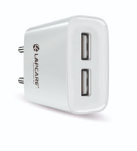 Lapcare USB AC Adopter 5V, 2.1 Amp Double USB with Charging cable (White)