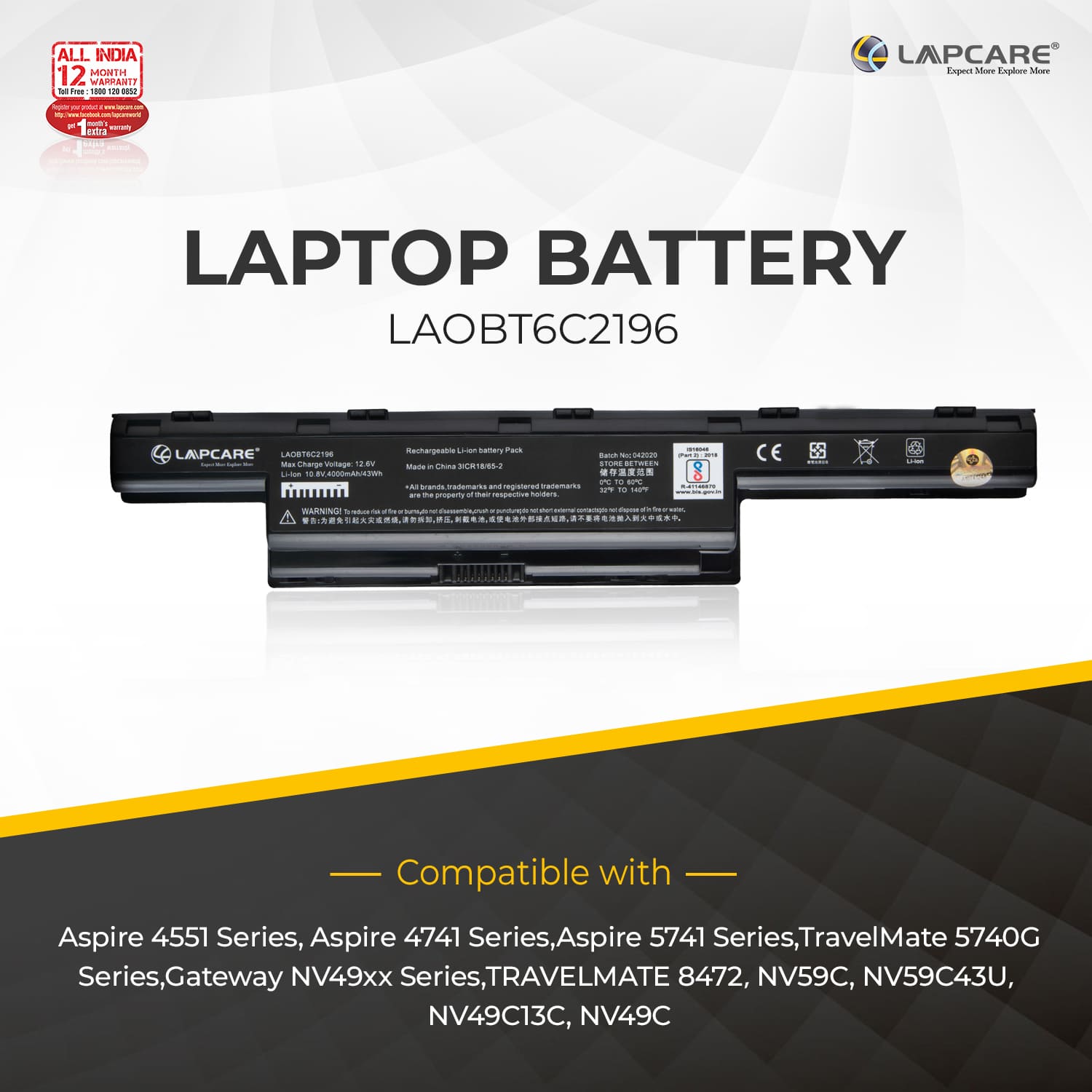 Laptop Compatible Battery For Aspire 4741/TM 4740 6C
