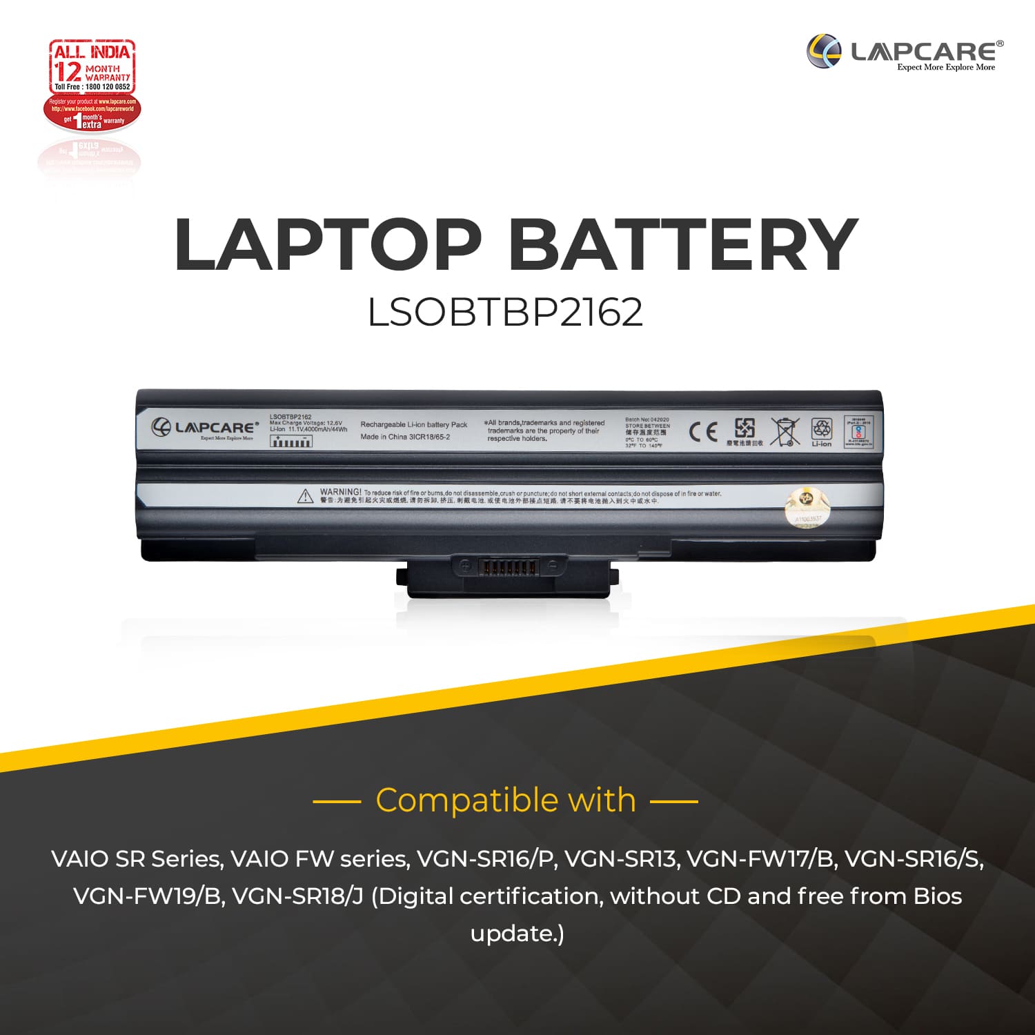 Laptop Compatible Battery For VGP-BPS13 (Black) 11.1v 4400mah