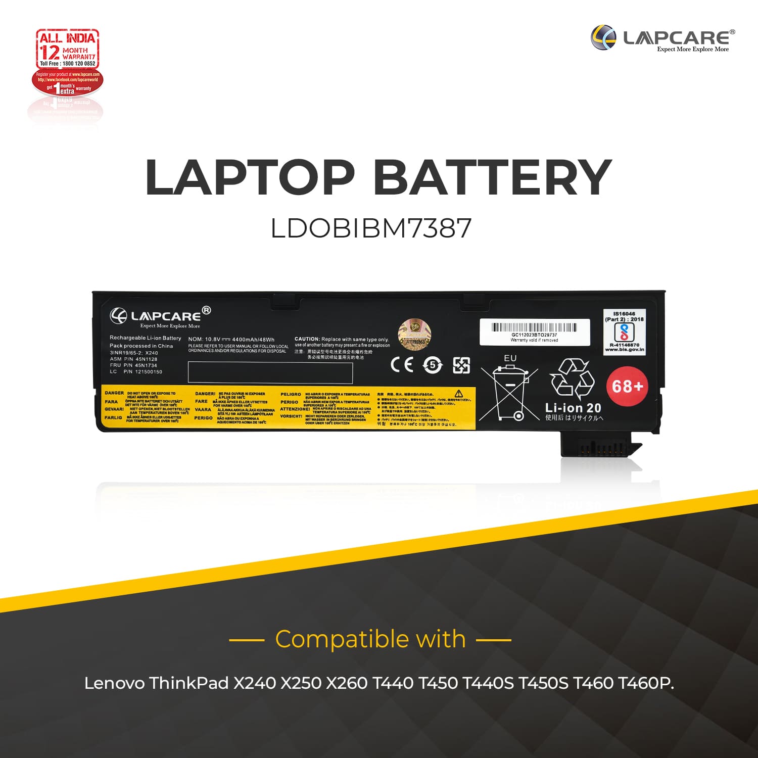 Laptop Compatible Battery For IBM X240 6C