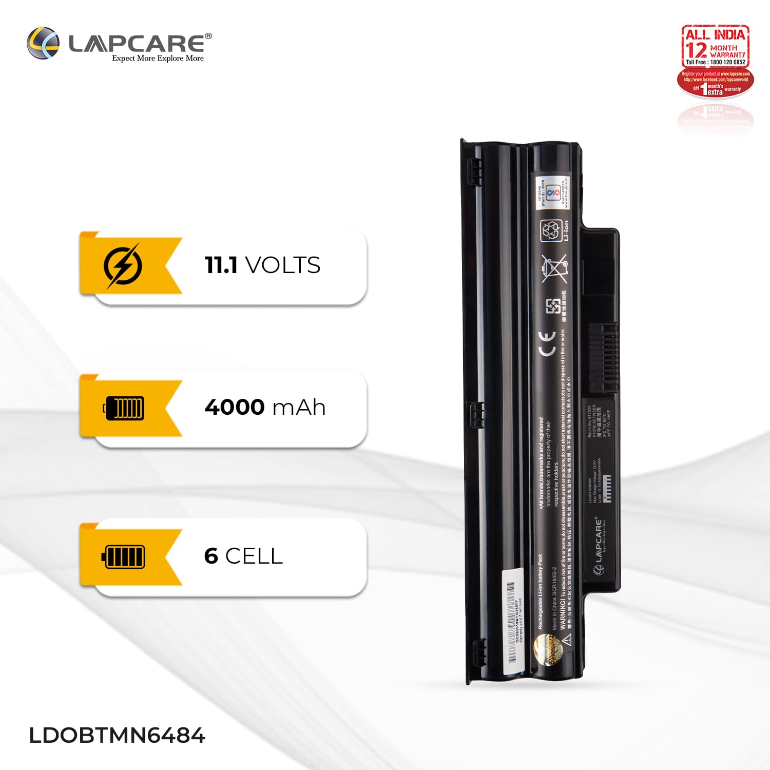 Laptop Compatible Battery For Dell Mini 101211.1V 4400mAh Black 6C