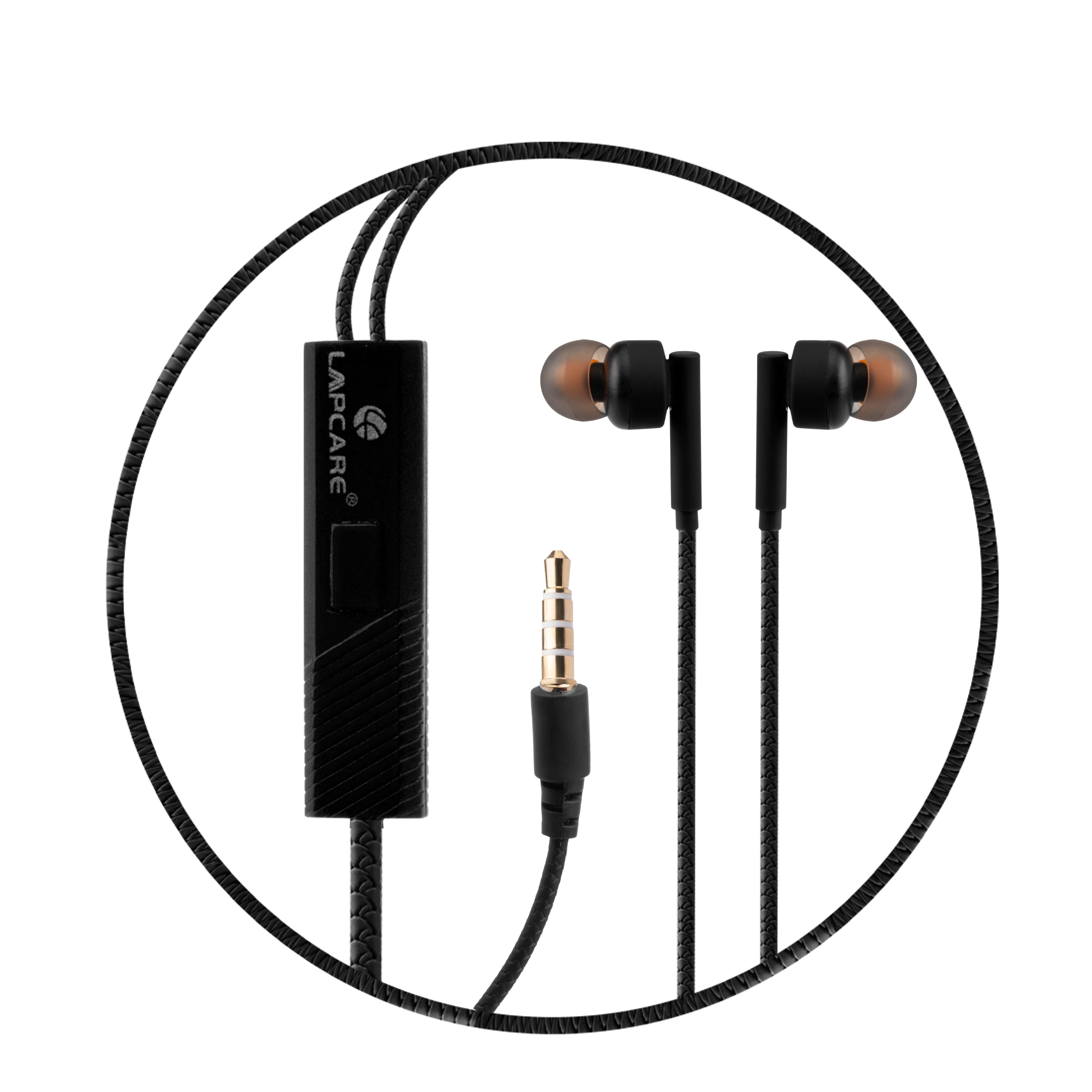 Lapcare WOOBUDS VI wired Earbuds with inbuilt MIC -Black