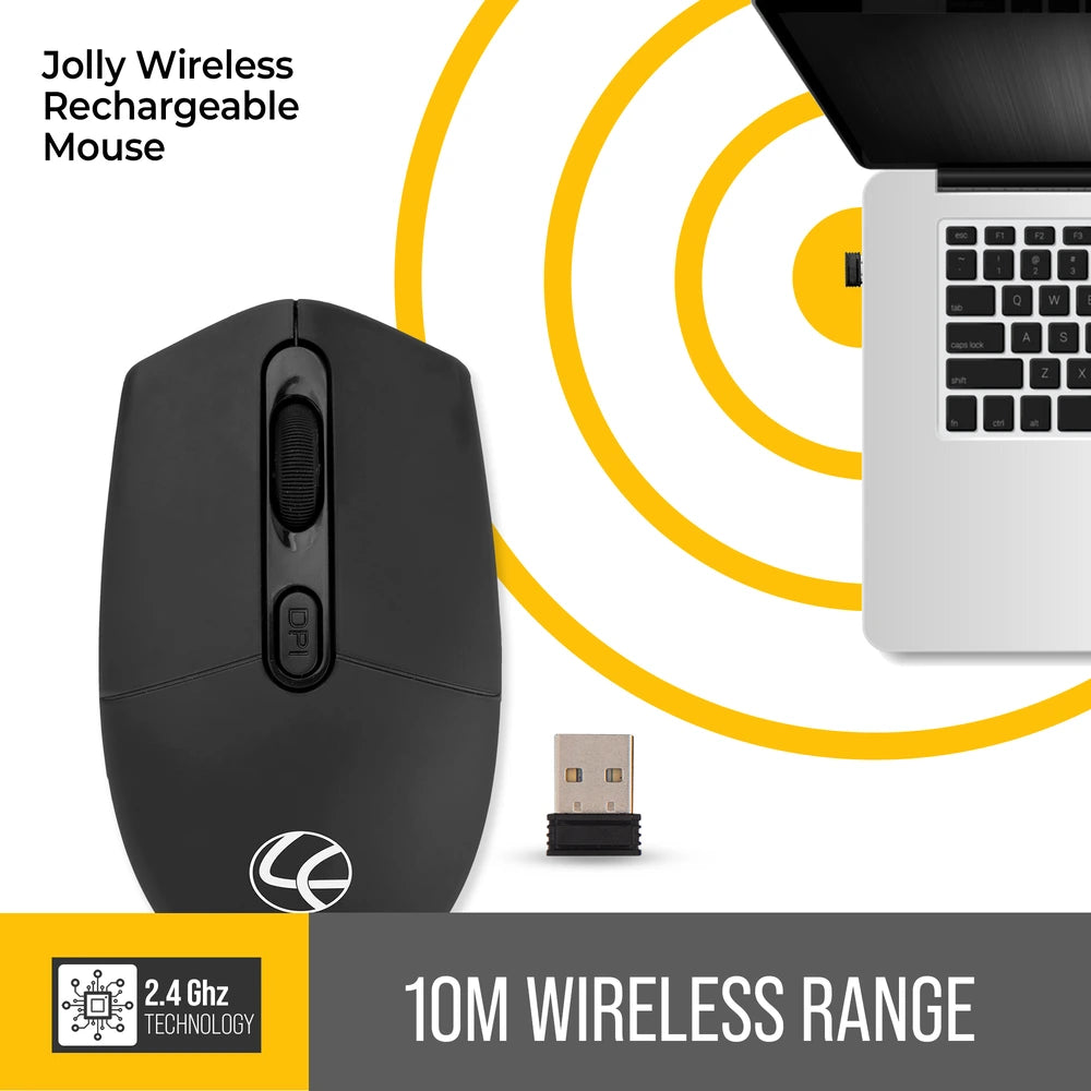 Lapcare Jolly Rechargeable Wireless Mouse (Black)