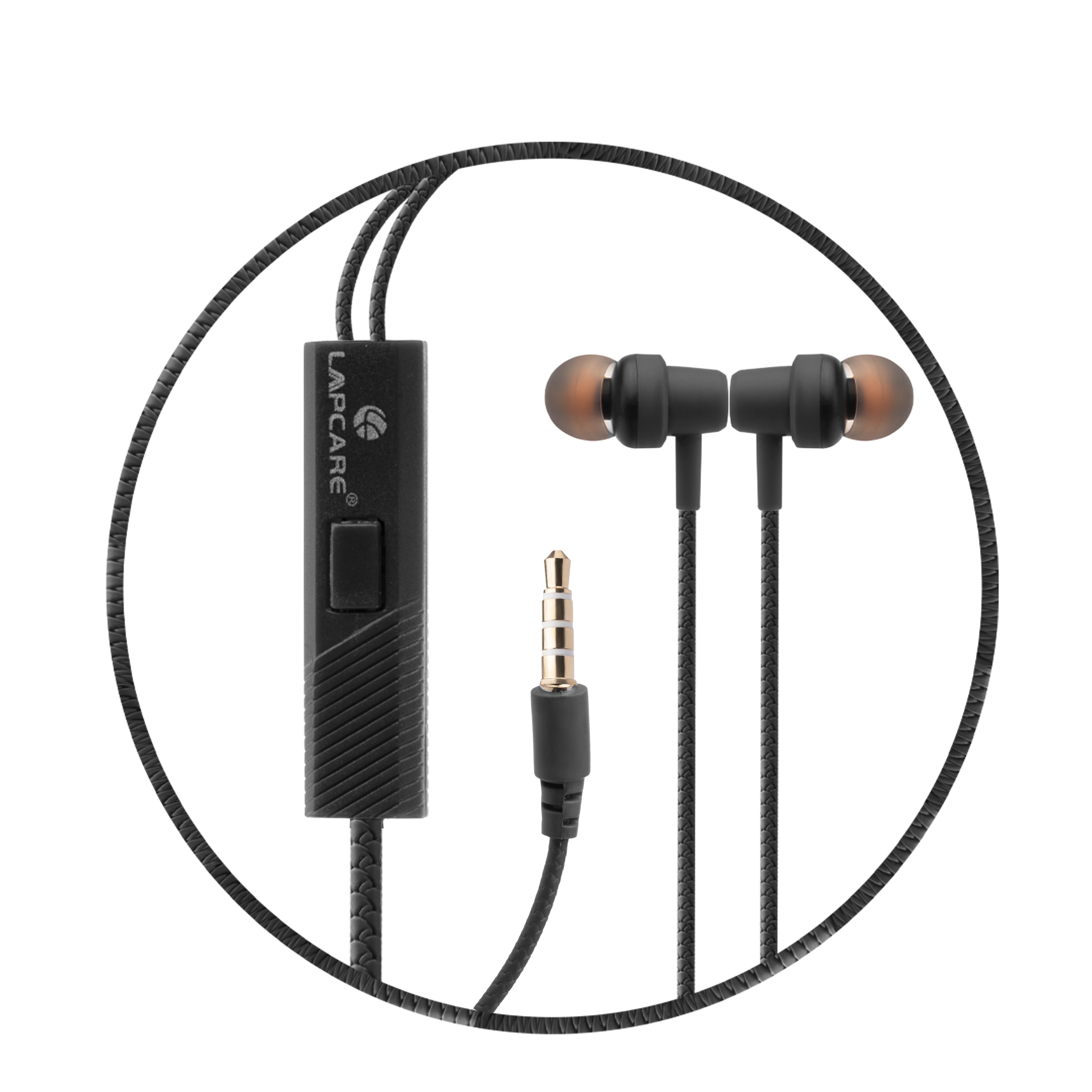 Lapcare WOOBUDS VII wired Earbuds with inbuilt MIC -Black (LBD-909)