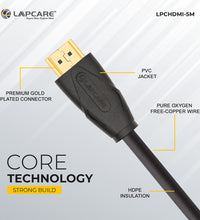 Lapcare 4K HDMI High speed Farbric Braided cable with Ethernet 3D TRUE Ultra HD (5M)