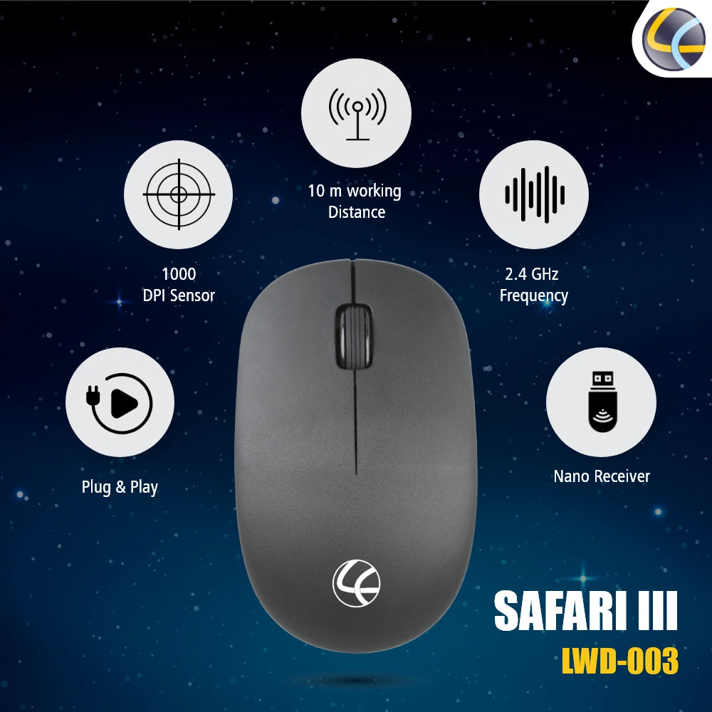 Lapcare Safari III Wireless Mouse Black