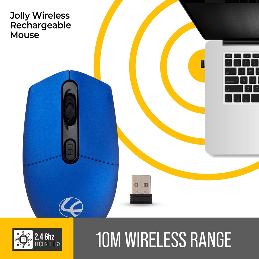 Lapcare Jolly Rechargeable Wireless Mouse (Blue)