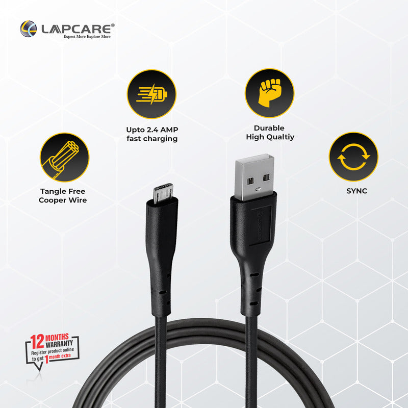 Lapcare datacable USB A to Micro Connector (1M PVC)