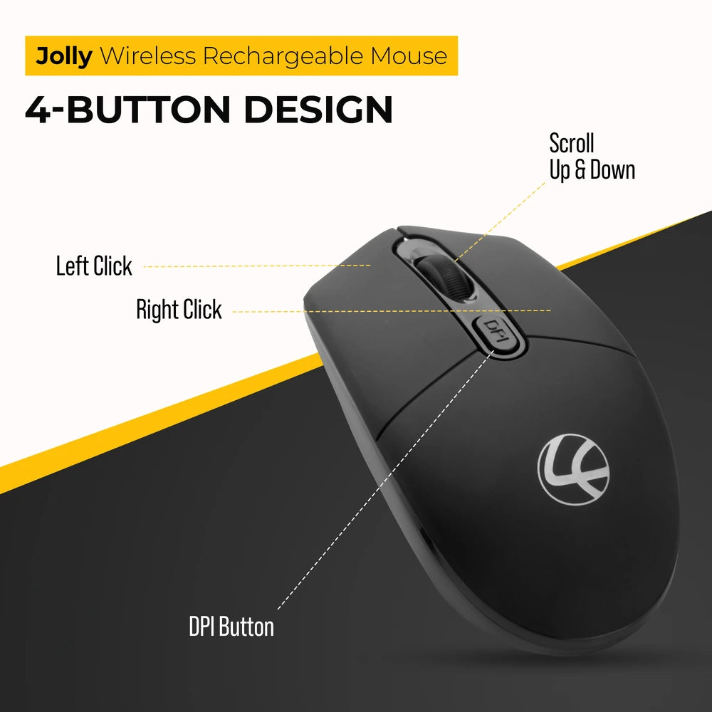Lapcare Jolly Rechargeable Wireless Mouse (Black)