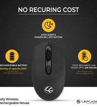 Lapcare Jolly Rechargeable Wireless Mouse (Black)