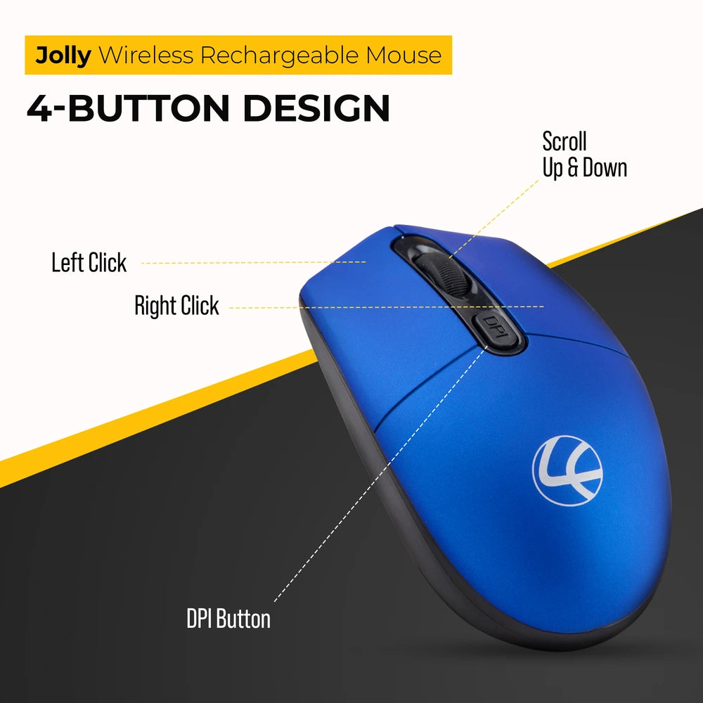 Jolly Rechargeable Mouse - 4 Button, 1600 dpi - Blue – lapcare.com