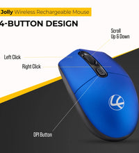 Jolly Rechargeable Mouse - 4 Button, 1600 dpi - Blue