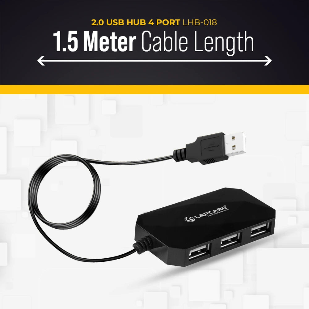 4 Port 2 USB Hub with 1.5M Cable, all 4 port work together