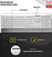 Smartoo White & Silver Wireless Multimedia Combo Keyboard + Mouse 1200dpi