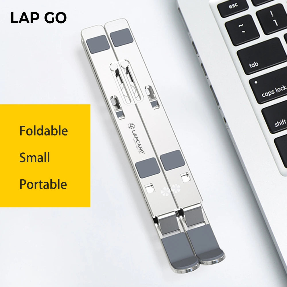 LAPGO - Aluminium Foldable stand with Pouch upto 15.6" Laptop