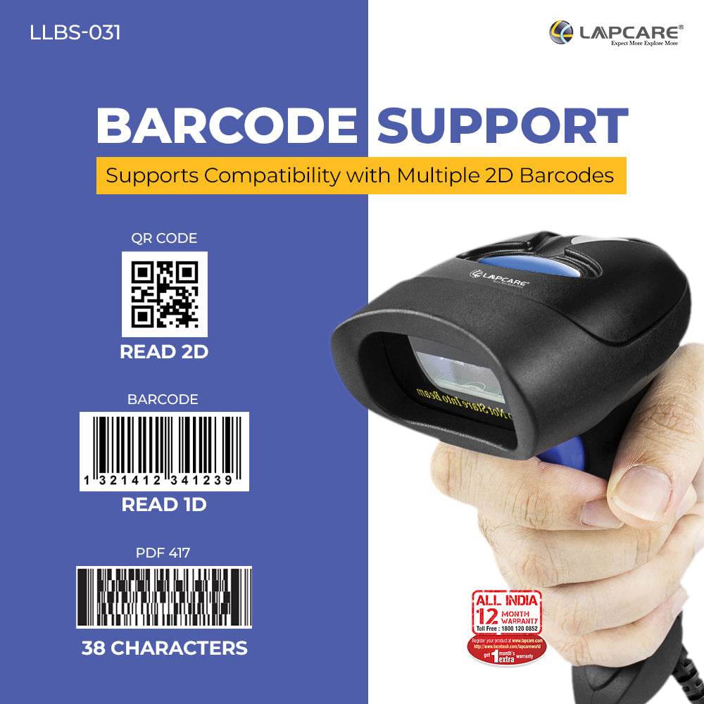 2D WIRED CMOS BARCODE SCANNER (LLBS-031) – lapcare.com